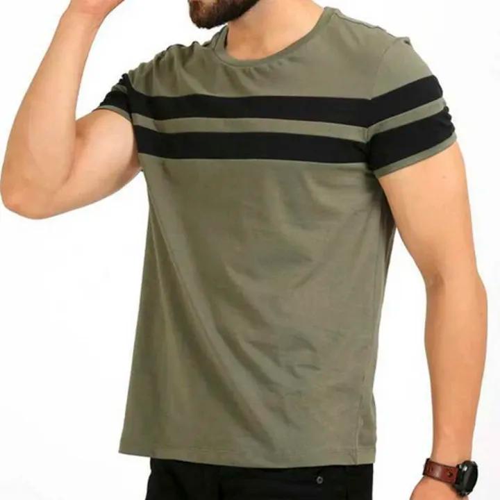 Olive Polyester Short Sleeve T-Shirt for Men